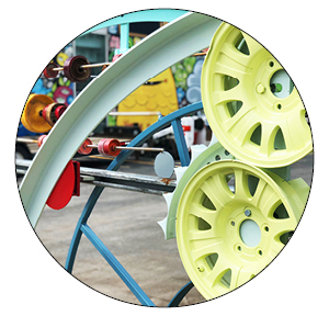 A sculpture made from discarded metal.